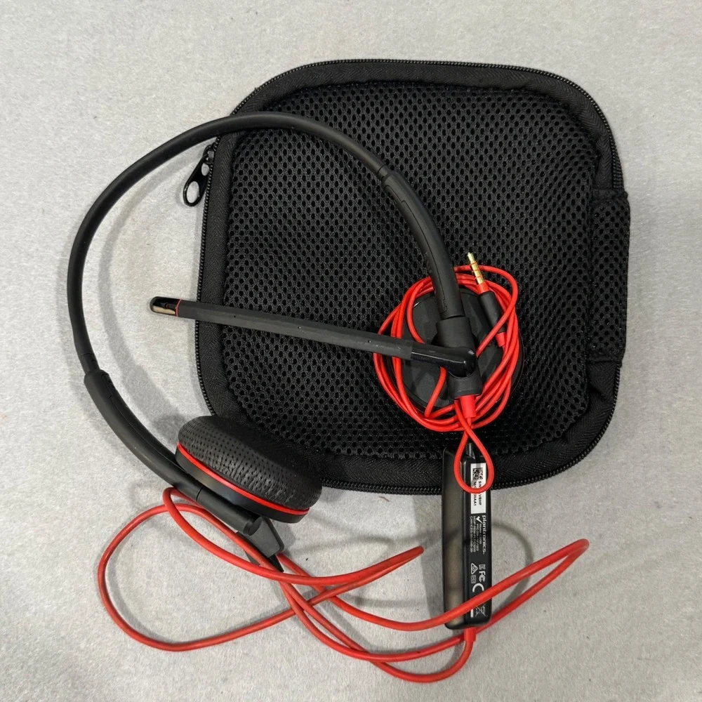 Plantronics Blackwire C3225 Headset Unisex OS Black Red USB-A 3.5mm Wired Case